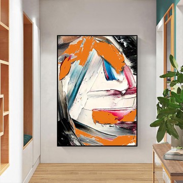  kunst - Impasto abstrakte Striche orange von Palettenmesser Wandkunst Minimalismus Textur